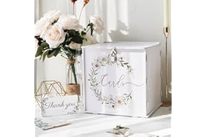 OurWarm White Wedding Card Box with Lock, PVC Gift Card Box for Wedding Reception, Daisy DIY Wedding Money Envelope Card Box 