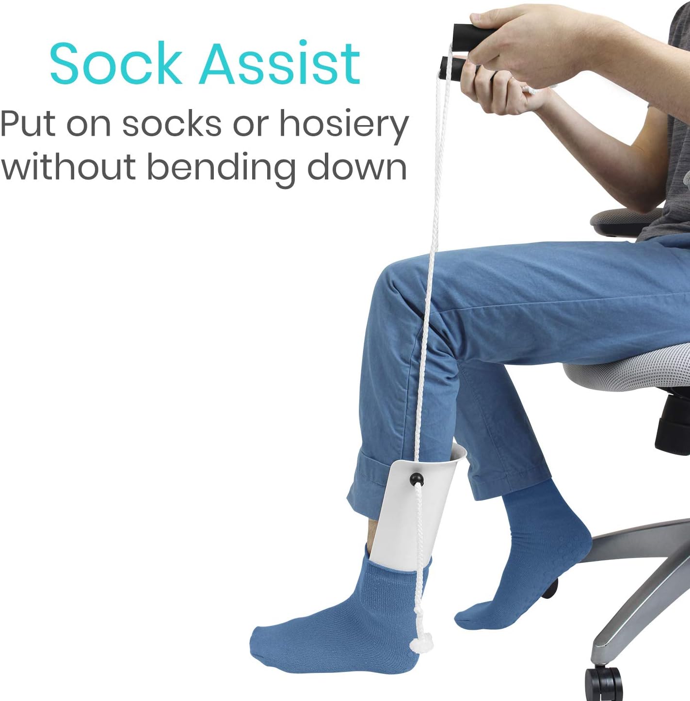 Vive 6 Piece Hip And Knee Replacement Kit - Surgery Recovery Set - Handicap Aid, Leg Loop Lifter, Reacher Grabber, Long Handle Shoe Horn, Shower Loofah Scrubber, Sock Assist, Dressing Stick (6 Pieces): Health & Personal Care