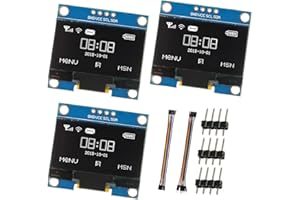 JAMHER 1.3 Inch I2C IIC OLED Display Module 128x64 Pixel Mini Self-Luminous Display Screen Board for Arduino Projects Raspberry Pi with Wire(3Pack White)