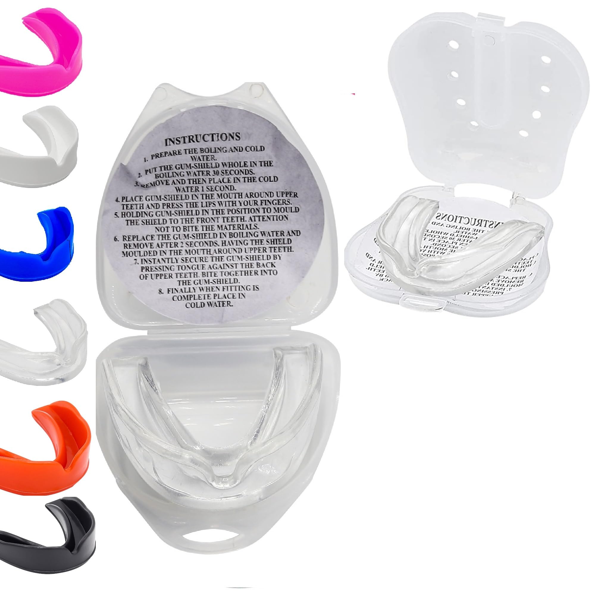 Mouthguard for Kids Sports Gum shield mouldable junior Mouth Guard Boxing Protection Slim Fit Case Rugby Martial Arts Judo Karate MMA Muay Thai Football Sport Kids Mouthguard 9-12 Hockey Age Gumshield