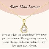 GAVU Teardrop Pendant Sterling Silver Infinity Necklace, Freshwater Pearl Drop Necklace for Women