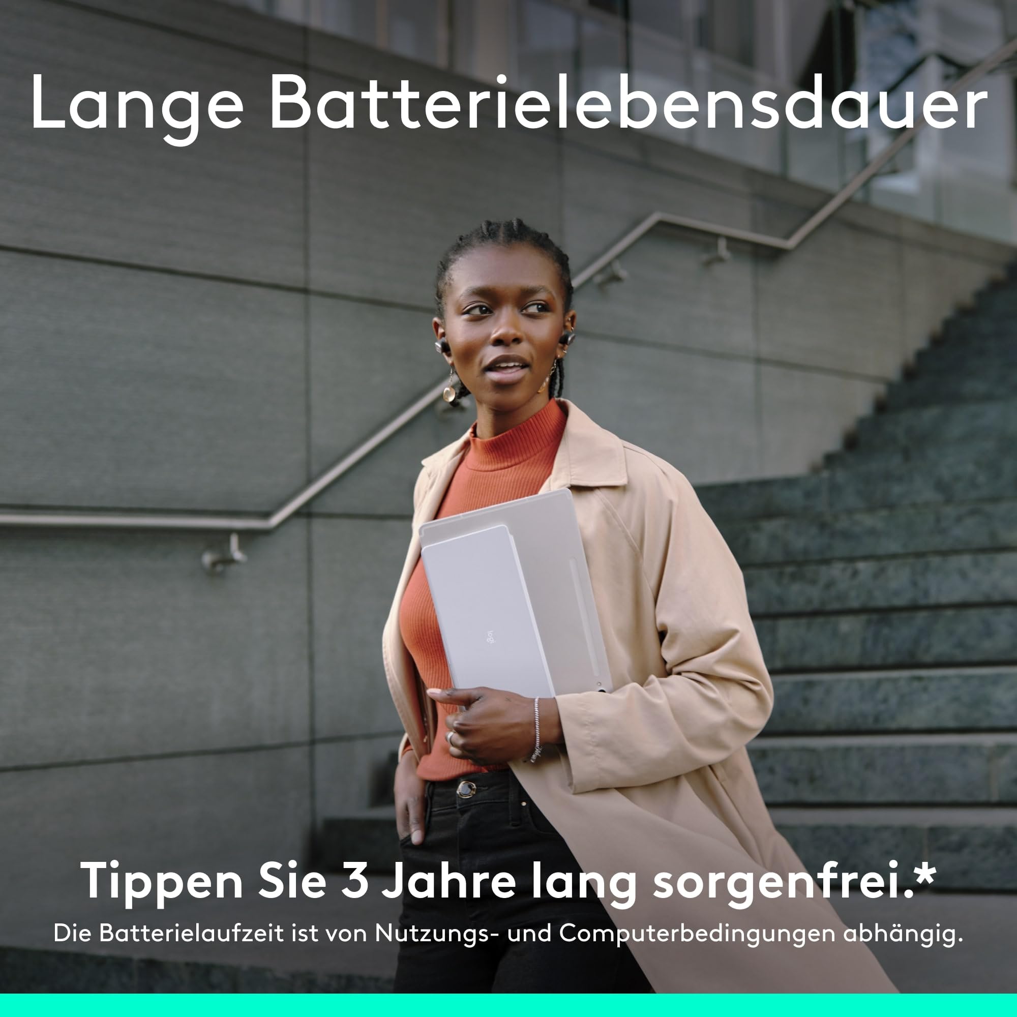 Logitech Keys-To-Go 2, mobile kabellose Tastatur für iPad mit integriertem Schutzcover, schlanke und kompakte, für iPad, iPhone, Mac und Apple TV, einfacher Gerätewechsel, DEU QWERTZ-Layout - Hellgrau 8