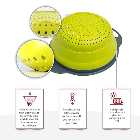 Juego de coladores - 2 coladores plegables (coladores) - Incluye 2 ...