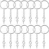 150PCS Sliver Keychain Rings Kit, 50PCS Key Chain Rings with Chain and Open Jump Ring with 50PCS Screw Eye Pins for Jewelry Making Supplies
