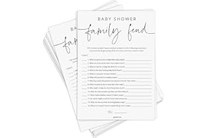 GARDENCITY Baby Shower Games - 50 Baby Shower Family Feud Game Cards, Boy or Girl, Gender Neutral, Minimalist