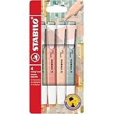 Canetas Marca Texto, Sertic, Stabillo Cool, 275/4-09, 4 Cores | Marcador de texto Slim Swing Cool NatureColors com ponta de c