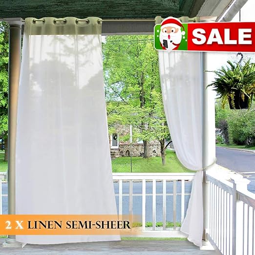 Amazon Com Ryb Home Outdoor Curtains For Patio 2 Panels Linen