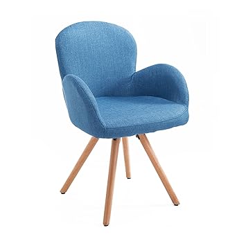 HOMCOM Esszimmerstuhl Wohnzimmerstuhl Armsessel Sessel Stuhl Küchenstuhl Leinen Holz (blau)