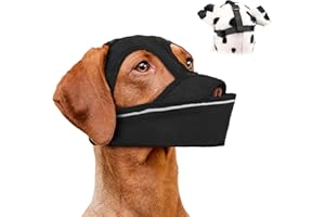 PLYFOU Dog Muzzle, Mesh Soft Muzzle for Large Medium Dogs with Front Opening Design, Dog Mouth Cover to Prevent Biting, Licking, Chewing, Scavenging, Breathable Pet Muzzle (Black, S)