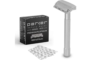 Parker Safety Razor, The SOLOEDGE – Single Edge Razor with Magnetic Head & 100 Platinum SE Blades – Precision Shaving, Reusable & Plastic-Free Razor for Men & Women