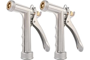 BILAL Garden Hose Nozzle, Water Hose Sprayer Nozzle with Threaded Front, Full Size Zinc Metal Pistol Grip High Pressure Nozzle, Adjustable Spray Water Flow for Watering, Washing, Cleaning (2 Pack)