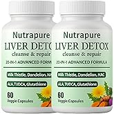 Nutrapure Liver Support Capsules, 20-in-1 Formula with Milk Thistle, Turmeric & Inositol, Antioxidant & Daily Wellness Support, 60 Veggie Capsules