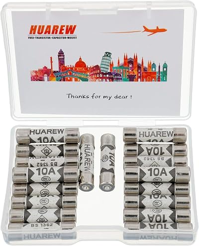 HUAREW 20 Pcs 10A 240V 6.3x25mm Ceramic Tube Fuses BS1362
