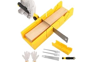 Miter Box and Saw Set, 4-Piece Japanese Hand Saw with 3 Replaceable Blades & Work Gloves for Precise 45/90/135° Cuts in Wood,