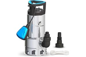 FLUENTPOWER 1HP Sump Pump 4000GPH Stainless Steel Submersible Pump, Drain Clean/Dirty Water for Basement Flood Cellar Pool Po