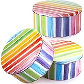 Yopay 3 Pack Cookie Tins, Round Baking Cake Gift Tins for Storing Patisseries, Puff Pastries Craft Supplies, Easter, Special 