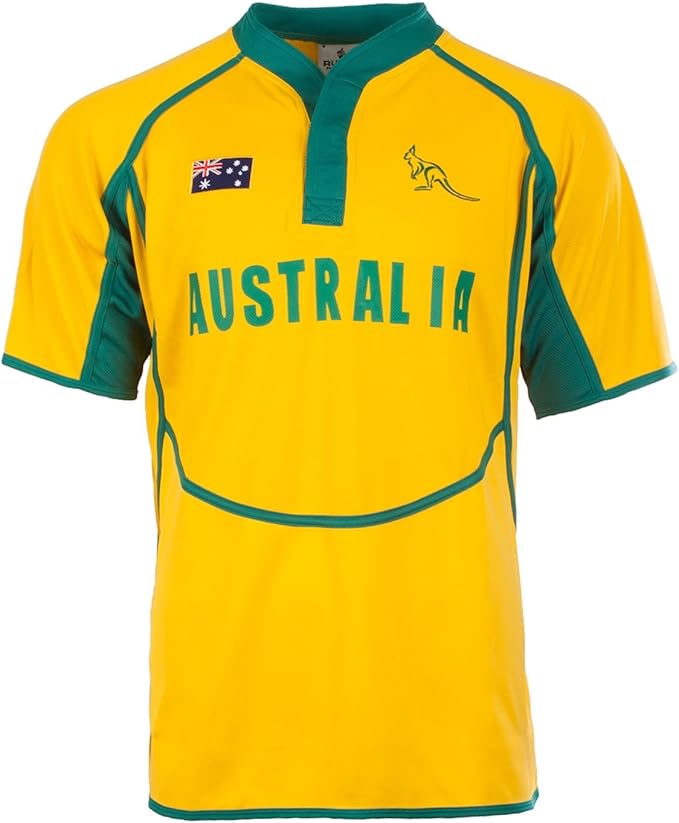 Mens Cool Dry Australia Rugby Shirt Gold Bottle Green New (XXXLarge