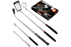 CELATRE Valentines Day Gifts for Mens 5Pcs Magnetic Pickup Tool Birthday Gifts Stocking Stuffers for Him Who Have Everything Telescoping Flexible Flashlight with Pick Up Rod Round/Square Inspection Mirror