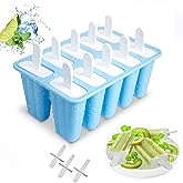 Popsicle Molds, 10 Pieces Silicone Popsicle Molds with Sticks BPA Free Ice Pop Molds Reusable Easy Release Ice Popsicle Maker