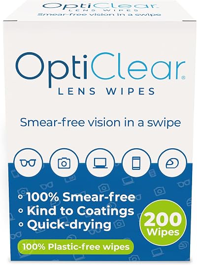 Opticlear Lens Wipes 200 Count - Smear-Free, Quick Drying Anti-Fog Safe Coatings