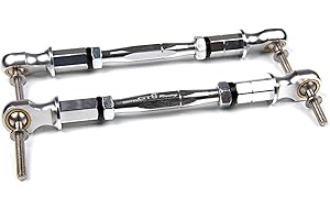 GTBRacing Metal Steering Linkage Turnbuckle Pull Rod Set for 1/5 RC Car HPI km rv Baja 5b ss 5sc Upgrade Part (Silver)