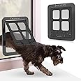 papipet Pet Screen Door, Dog Door for Screen Door with Magnetic Flap Lockable, Small Screen Dog Door for Existing Sliding Door, Window and Porch Small 7.5"×9.4" (Black)