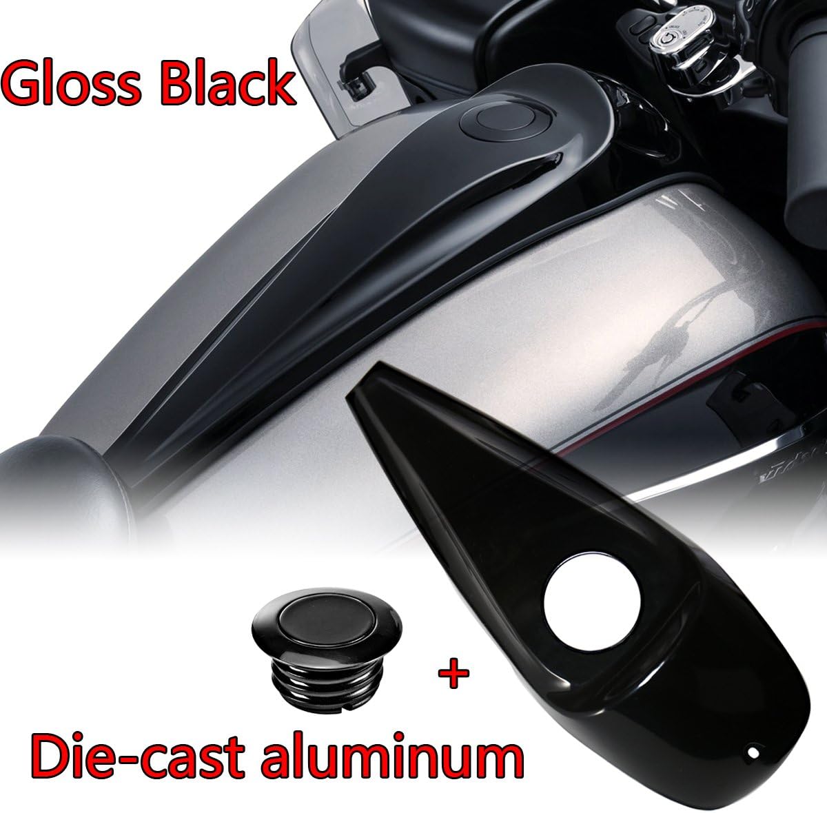 Rudyness Aluminum Smooth Dash Fuel Console Cover&Gas Tank Cap for Harley 2008-2018 Touring Model