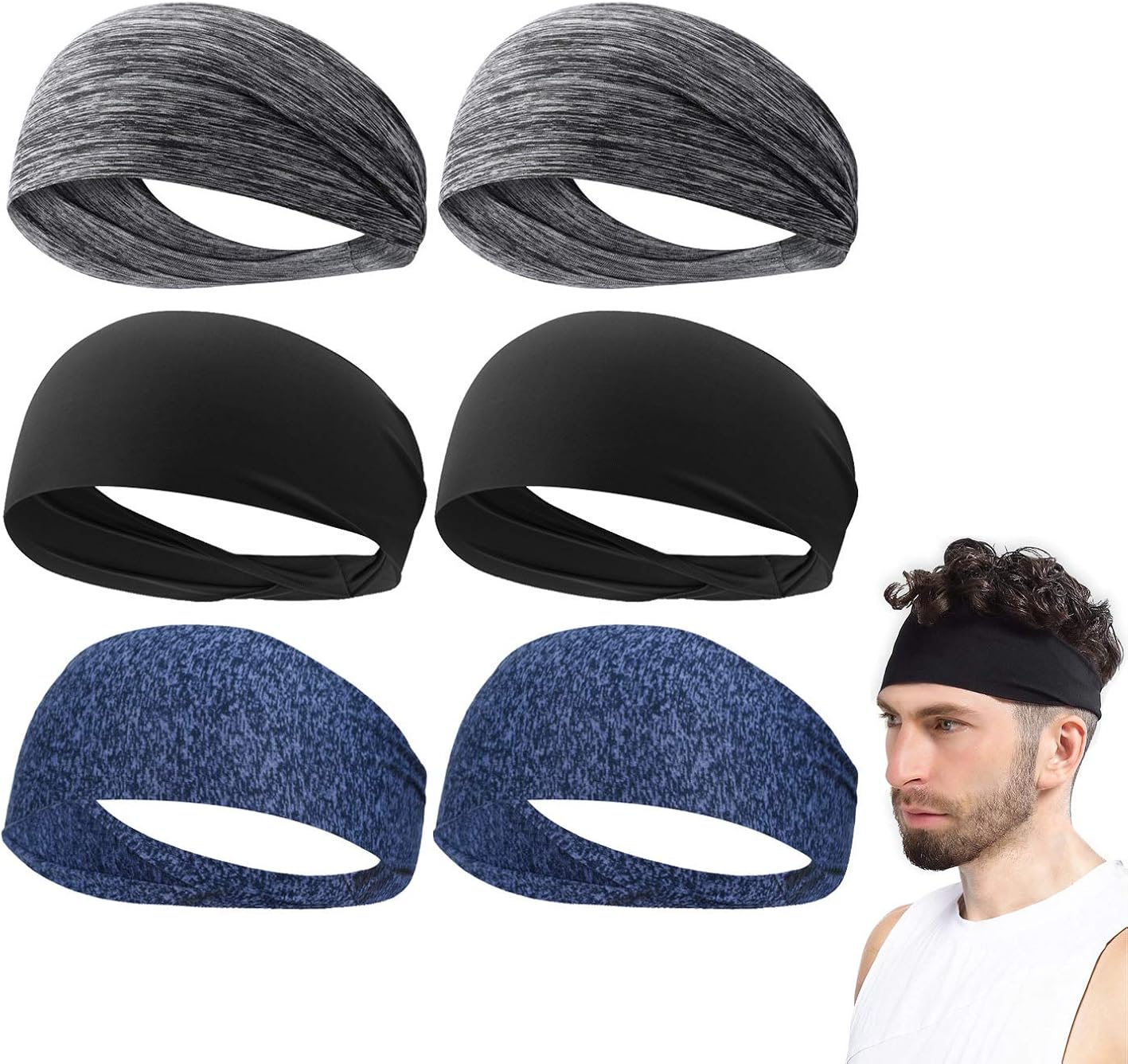 Women Men Moisture Wicking Headband Sweatband Sport Headbands Yoga Gym Fitness W Fitness