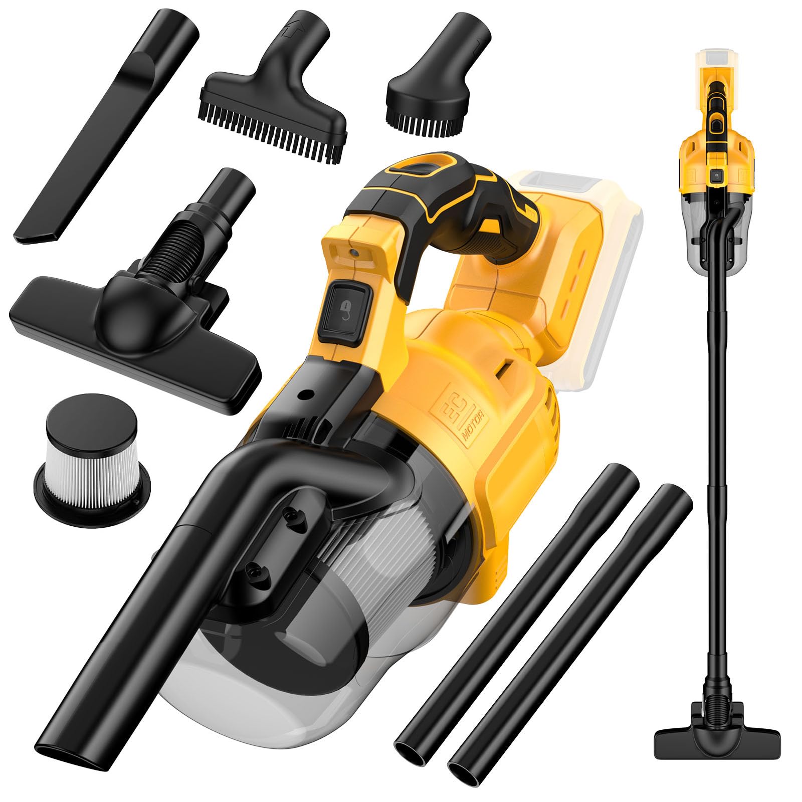 Photo 1 of **********MISSING ALL ACCESSORIES*************
Cordless Vacuum Cleaner for Dewalt 20V Battery,100 AW Handheld Vacuum Cleaner with Washable HEPA Filter,55CFM Portable Shop Vacuum for Car/Pet Hair/Carpets/Hard Floors(No Battery)