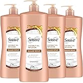 Suave Coconut Oil Damage Repair Shampoo, for Normal, Dry and Damaged Hair, with Pure Coconut Oil Infusion, 28 oz Pack of 4