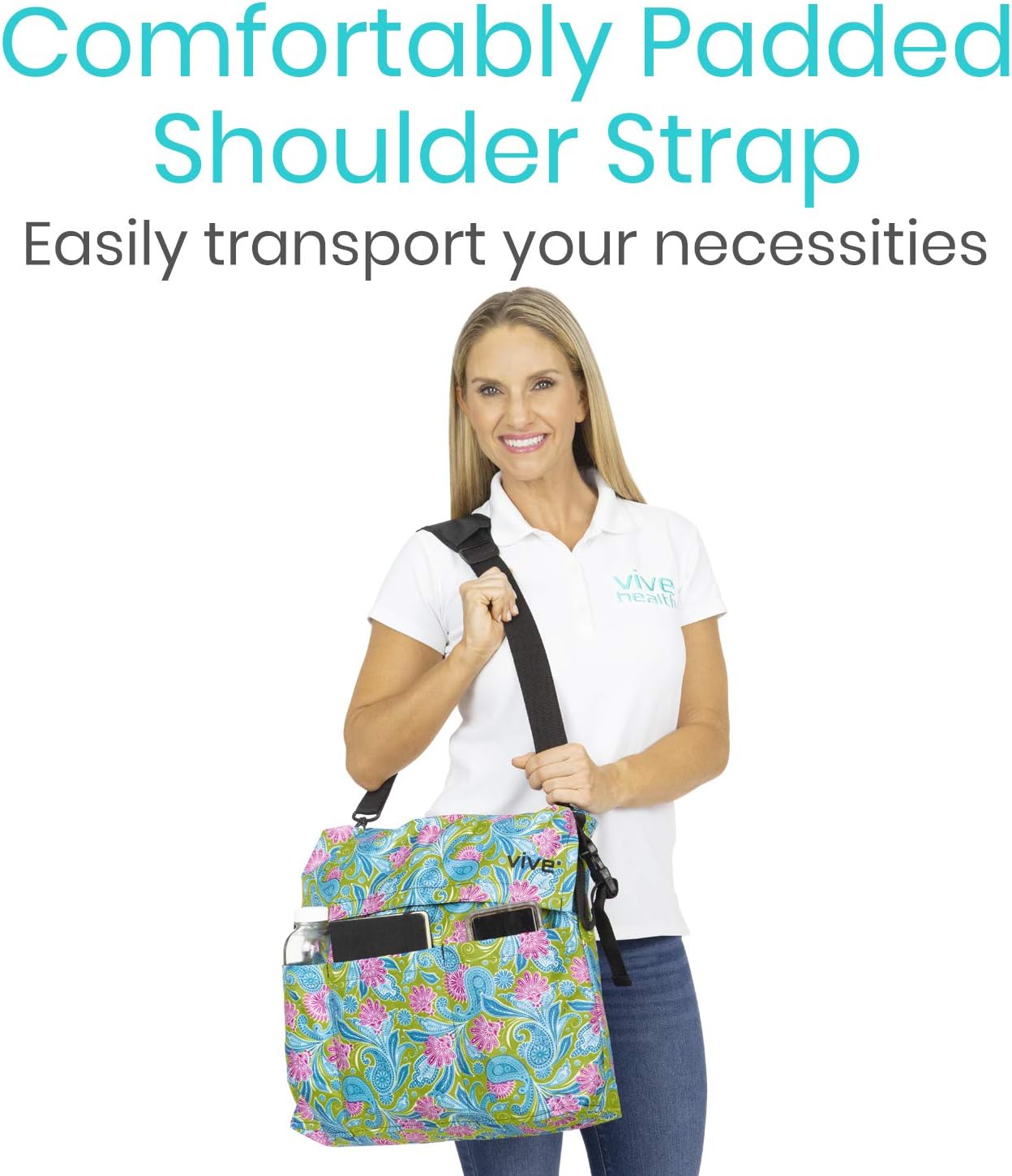 Vive Wheelchair Bag - Wheel Chair Storage Tote Accessory for Carrying Loose Items and Accessories - Travel Messenger Backpack for Men, Women, Handicap, Elderly - Accessible Pouch and Pockets: Health & Personal Care