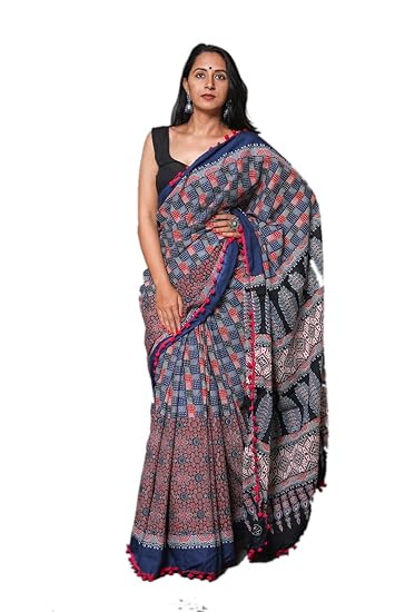 Multi Cotton Hand Block Printed Saree