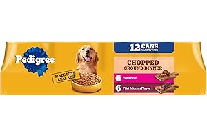 Pedigree Chopped Ground Dinner Wet Dog Food Filet Mignon & Beef Variety Pack, (12) 13.2 oz. Cans