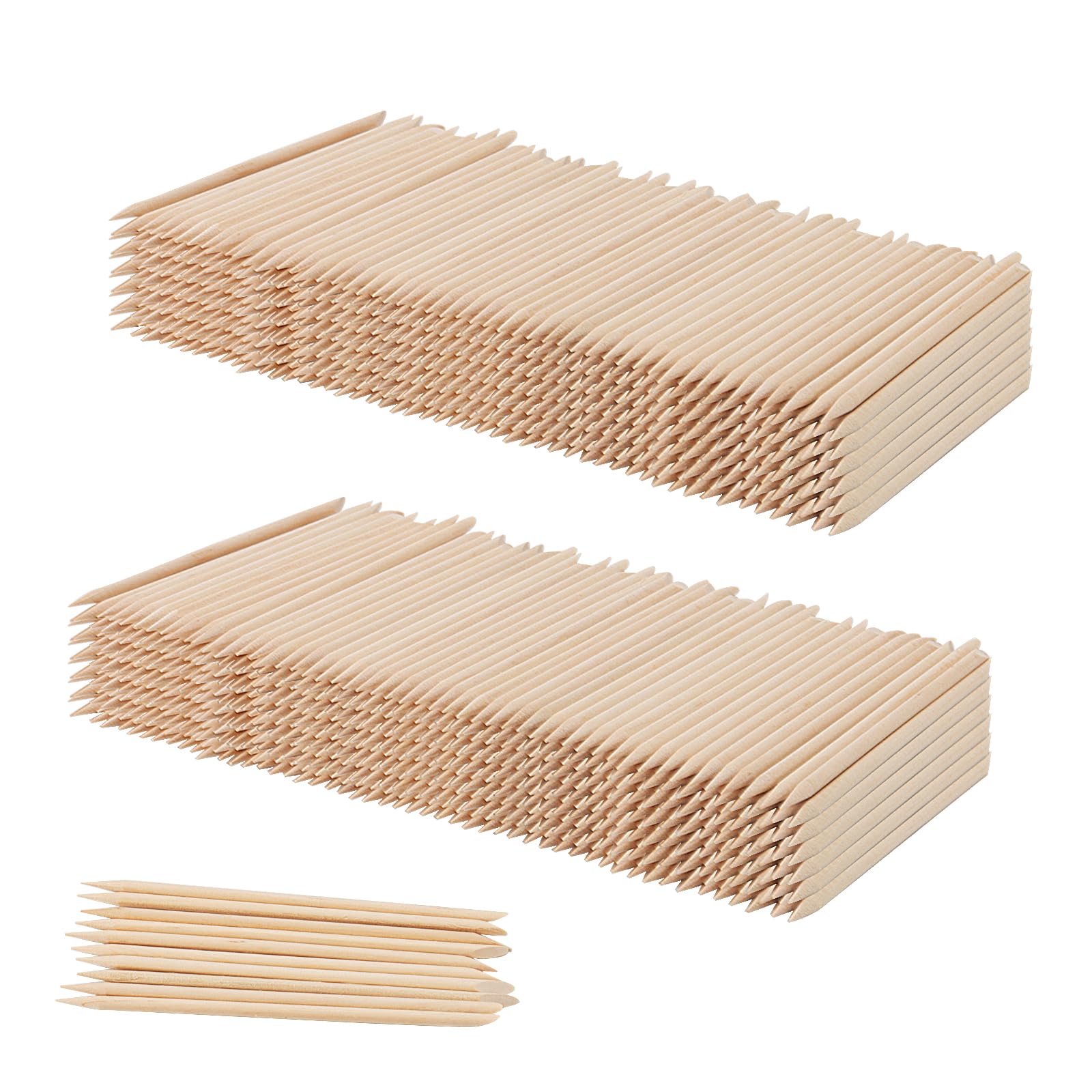 MUKCHAP 1200 PCS Orange Wood Nail Sticks, Wooden Manicure Sticks, Double Sided Wooden Cuticle Pusher for Nail Manicure Pedicure