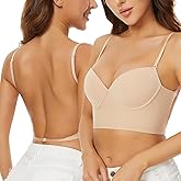 Low Back Bras for Women-Seamless Invisible Backless Bra-Lightly Lined Demi Multiway Bra No Show Low Cut Halter Bras