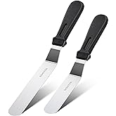 Kootek Angled Icing Spatula Set with 6" & 8" Blade, Stainless Steel Offset Spatula Frosting Smoother Cake Spatulas for Cake D