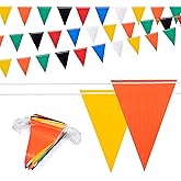 Multicolored [Enhanced Density] Safety Warning Pennant Banner Flag Sign – 105FT OSHA High Visibility Triangle Signs for Construction Zones, Roadwork, and Hazard Areas(Multicolored,80PCS,105FT)