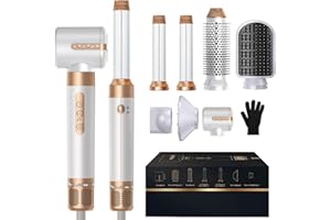 YITRUST 7 in One 110000 RPM Hot Air Brush 1400W High Speed Hair Dryer with Diffuser Blow Dryer Brush Hair Styler, Drying Oval Brush Air Curling Wand,Concentrator Attachment,Fast Iron Dryer Styler Tools Set