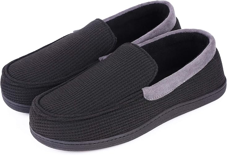 Everfoams Men S Comfort Memory Foam Moccasin Slippers Breathable