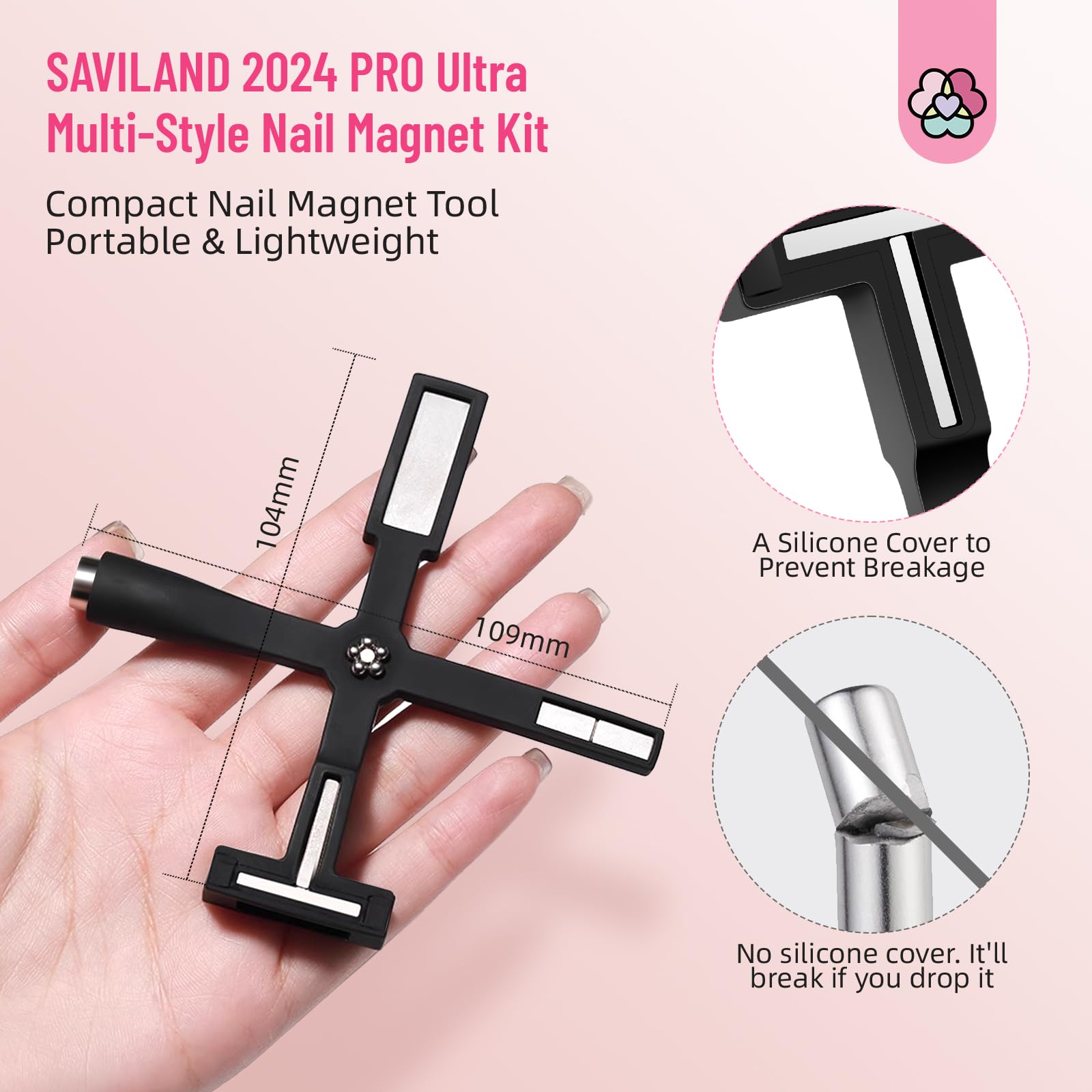 SAVILAND Cat Eye Polish Magnet Set 2024 5 in 1 Multi-Function Cat Eye Nail Magnet for Nails Easy Use Magnet Tool for Gel Nail Polish 3D Magnetic Stick Cat Eye Gel Polish Nail Salon Art Kit Gift Set - Image 5