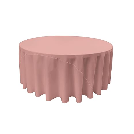 La Linen Poplin Round Tablecloth Polyester Dusty Rose 132