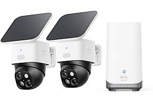 eufy SoloCam S340 2-Cam Kit (HomeBase S380), Solar Security Camera, Wireless Outdoor Camera, 360° Pan and Tilt Surveillance, 