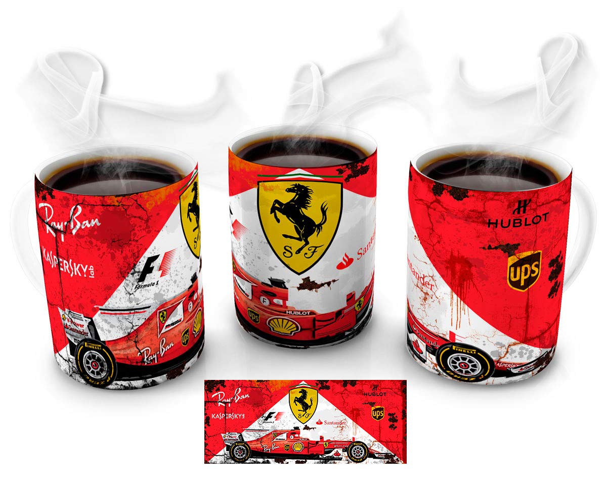 Mugtime (TM) - Inspired by Ferrari F1 Formula One Retro can Oil car Coffee Tea Mug Ceramic Cup - 330ml 11oz