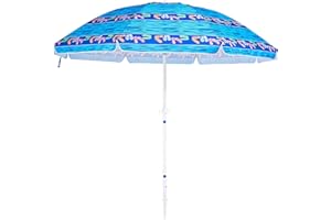 MEWAY 8.5ft Beach Umbrella with Detachable Sand Anchor & Tilt Mechanism, Portable UV 50+ Protection, Outdoor Sunshade Umbrella with Carry Bag, for Garden Beach Outdoor