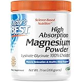 Doctor's Best High Absorption Magnesium Powder,White, 100% Chelated TRACCS, Not Buffered, Headaches, Sleep, Energy, Leg Cramp