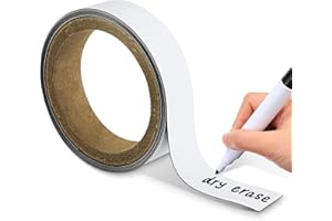Houseables Dry Erase Labels, Magnetic Roll, Magnet Strip, Glossy White, Write On Labels, Wipe Off, Magnetically Receptive Whiteboard Sheet, Business Filing Cabinet Magnets (1 in x 25 Ft)
