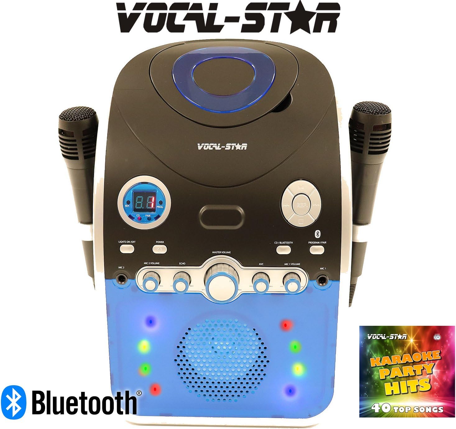 VocalStar PartyBox CDG CD Bluetooth Karaoke Machine With Led Light