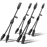 BougeRV 2 Pairs Solar Connectors Y Branch Parallel Adapter Cable Wire Plug Tool Kit for Solar Panel