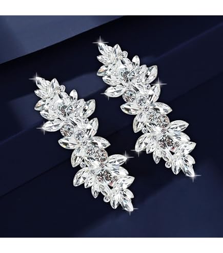 Amazon.com : WHAVEL 4PCS Silver Rhinestone Hair Clips  display picture 3