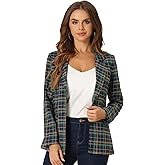 Allegra K Women's Notched Lapel One Button Boyfriend Blazer Suit Houndstooth Work Office Blazers Jacket
